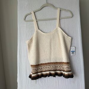 Major Major Crochet  Tank NWT Strappy with ruffle bottom Sz XL